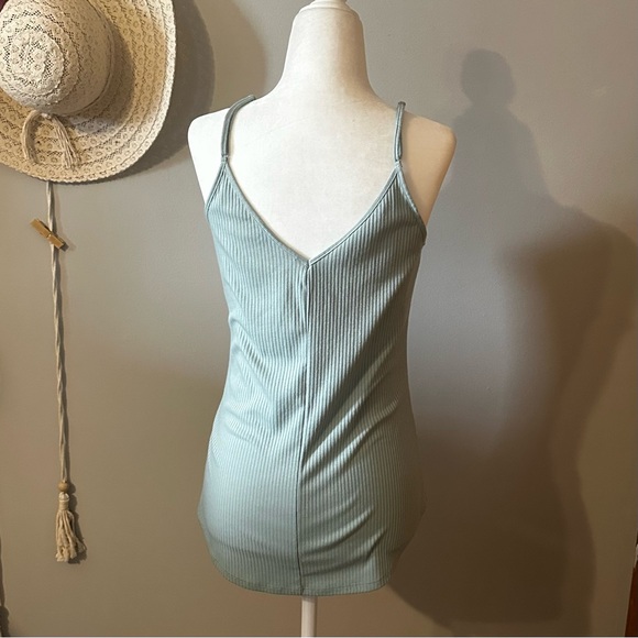 Mint Blue Ribbed Tank Top - Picture 2 of 6